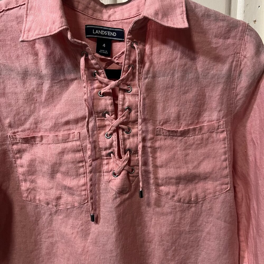 LIKE NEW Womens Lands' End Linen top Size 4 - Picture 6 of 6